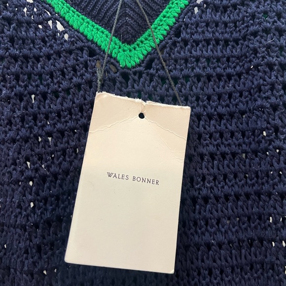 Wales Bonner White Knit Top with Green Accents - Picture 10 of 15